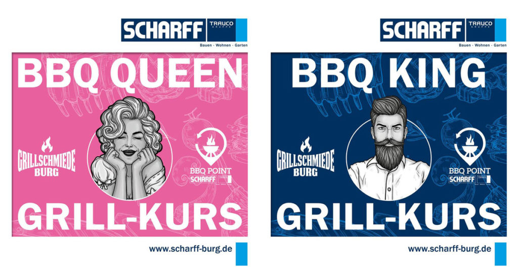 Flyer für Grillkurse im Scharff BBQ Burg