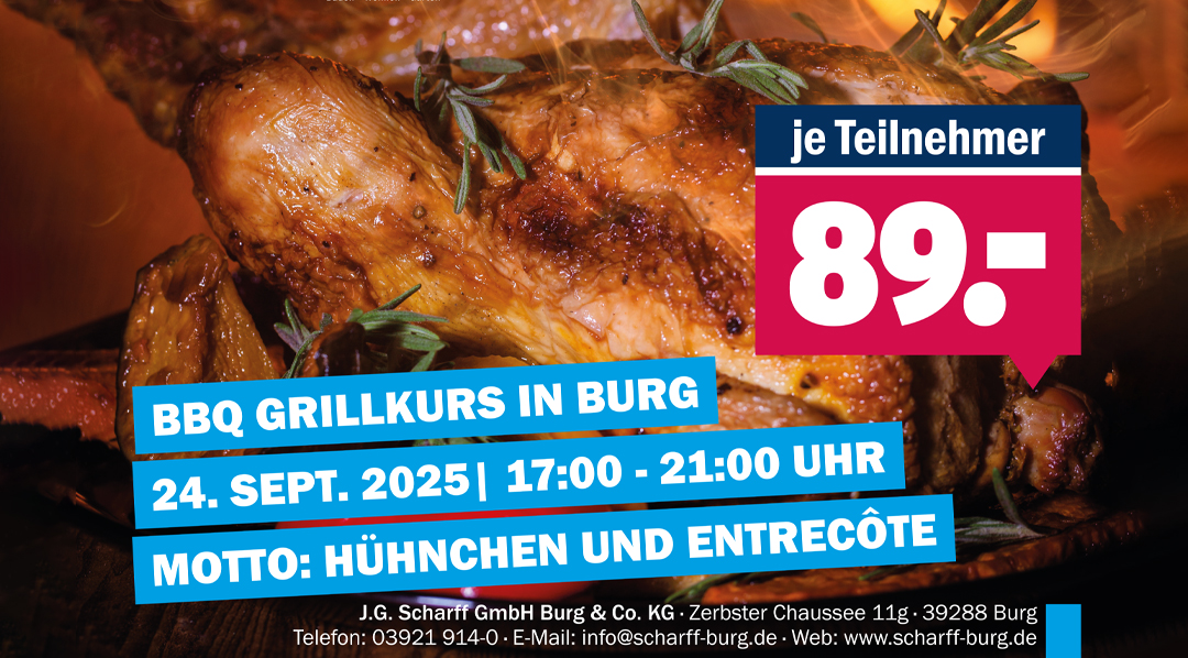 BBQ Grillkurs in September Scharff in Burg